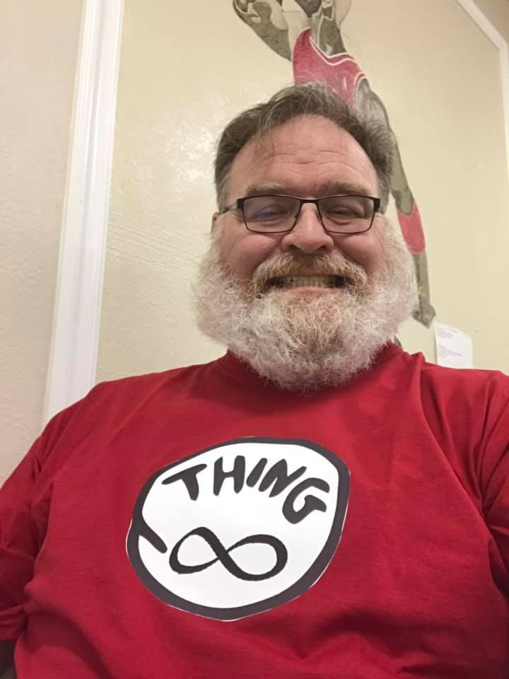 Jeff in Seuss related Thing shirt